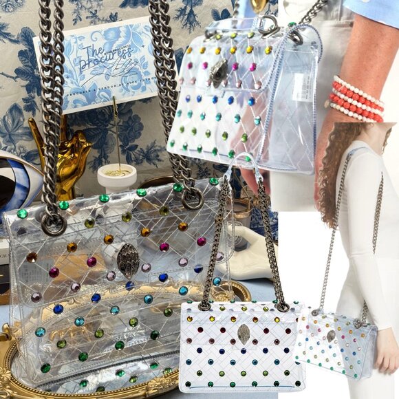 🆕 KURT GEIGER LONDON 🧿NWOT Transparent Kensington Shoulder Bag Rainbow Crystal - Picture 1 of 16